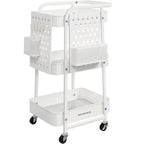 SONGMICS Raft de depozitare mobil tip carucior rulant, pentru baie sau bucatarie, cadru otel, 32x43x74 cm, alb