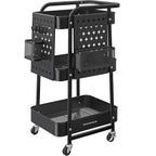 SONGMICS Raft de depozitare mobil tip carucior rulant, pentru baie sau bucatarie, cadru otel, 32x43x74 cm, negru