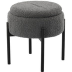 Taburet pentru copii, rotund, spatiu depozitare, 31x28cm, maxim 50kg, gri