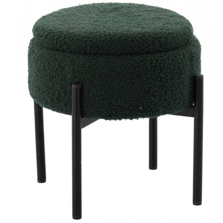Taburet pentru copii, rotund, spatiu depozitare, 31x28cm, maxim 50kg, verde