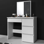 Masa de toaleta si machiaj Beta cu oglinda si 4 sertare, 94x43x130 cm, finisaj alb