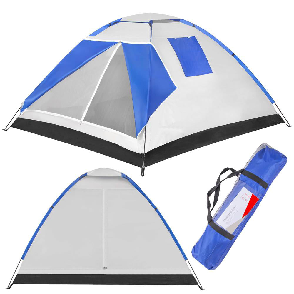Cort plaja sau camping, impemeabil, cu protectie UV, 4 locuri, 210x240x130cm, gri albastru