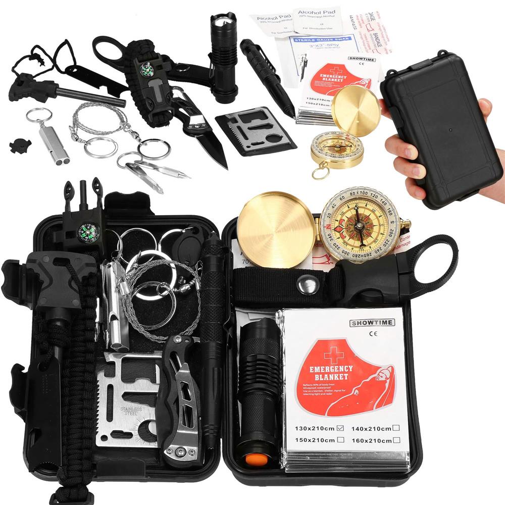 Kit de supravietuire turistic multifunctional camping, vanatoare, pescuit, 19 piese