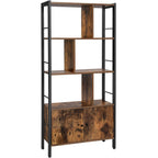 VASAGLE Biblioteca cu 4 rafturi si dulap inferior cu 2 usi, stil industrial, 74x30x155cm, maro rustic