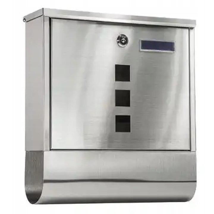 Cutie postala de exterior, pentru gard sau perete, din otel zincat, cu incuietoare, 37x11x37cm, gri argintiu