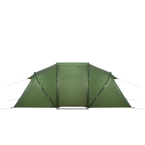 Cort camping, impemeabil, 2 camere + hol, 4 locuri, 460x200x245cm, verde