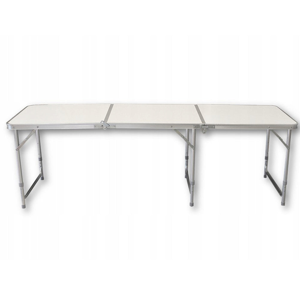 Masa pliabila metalica pentru gradina sau picnic, blat MDF, inaltime reglabila, 180x60cm