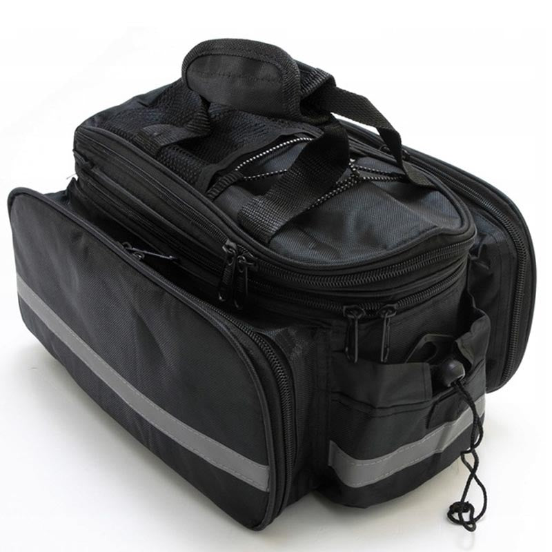 Geanta bicicleta spate 32x17x28 cm, 30L, extensibila, poliester impermeabil, cu elemente reflectorizante, negru