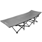 Pat pliant pentru camping, cu saltea si perna, structura metalica, 190x70x37cm, gri