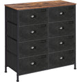 SONGMICS Comoda cu cadru metalic si 8 sertare din textil, stil industrial, 80x30x82cm, maro rustic si negru