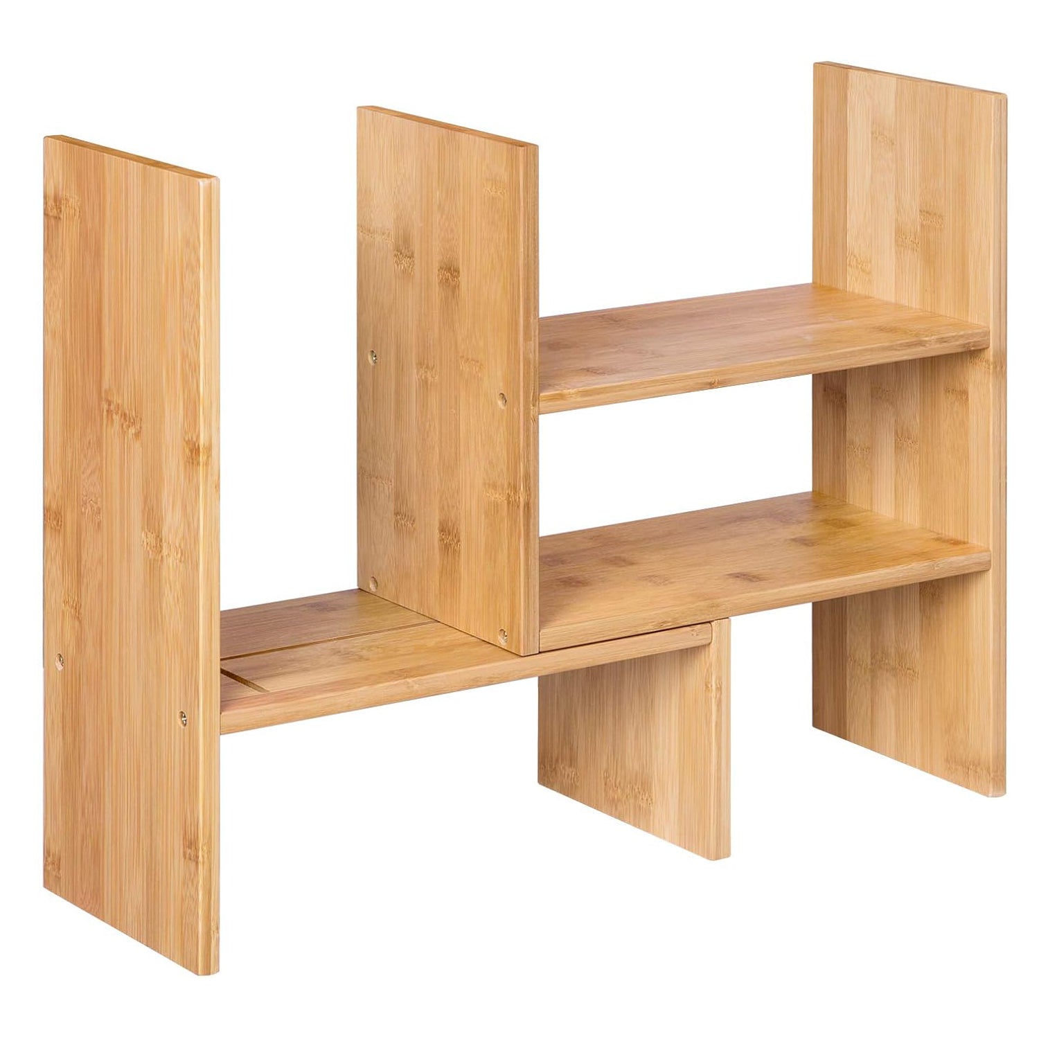 SONGMICS Organizator modular cu 3 forme de depozitare reglabile, din bambus, 65x15x40 cm, maro