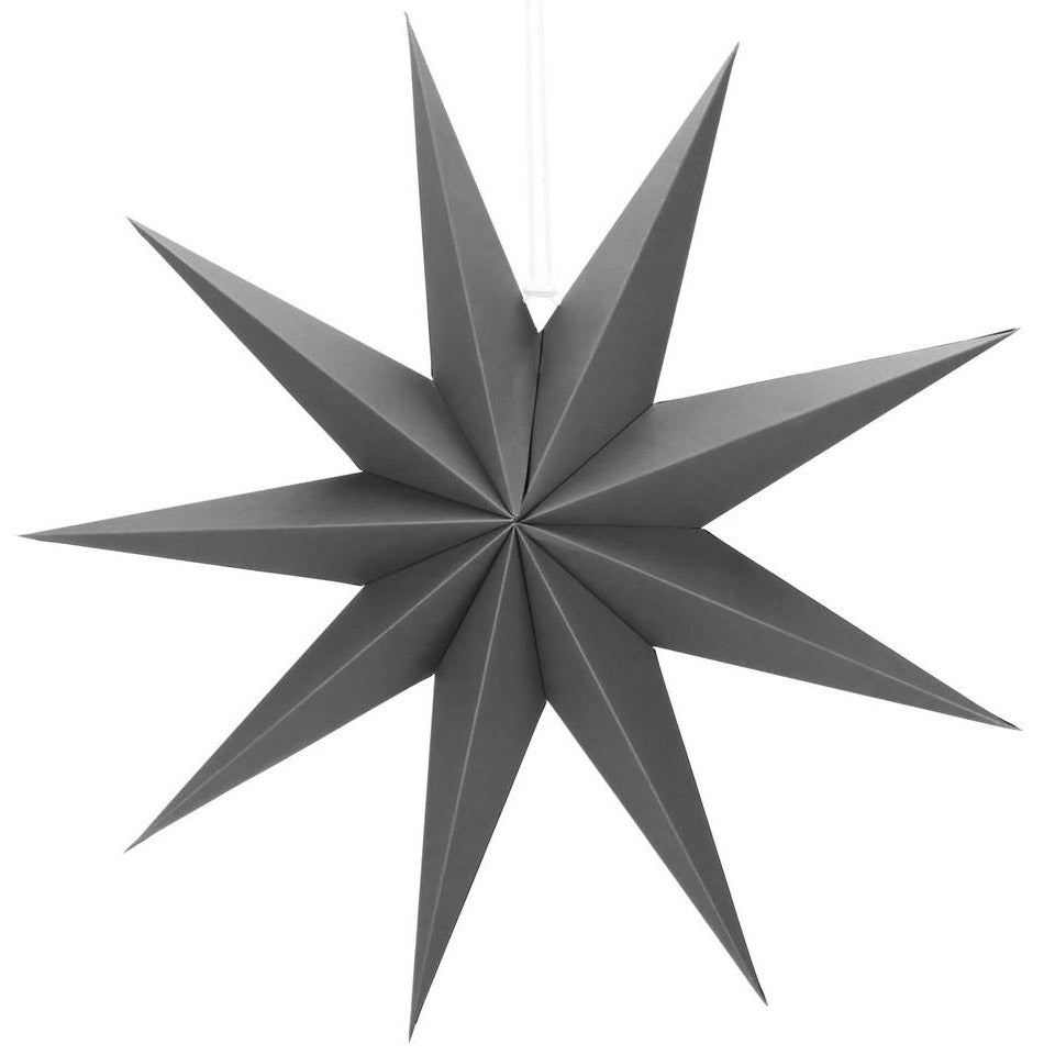 Stea decorativa 3D din hartie, cu 9 colturi, 60cm, argintie