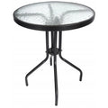Masa pentru gradina sau balcon, cadru metalic, blat sticla, 60x70cm, negru