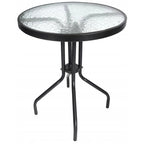 Masa pentru gradina sau balcon, cadru metalic, blat sticla, 60x70cm, negru