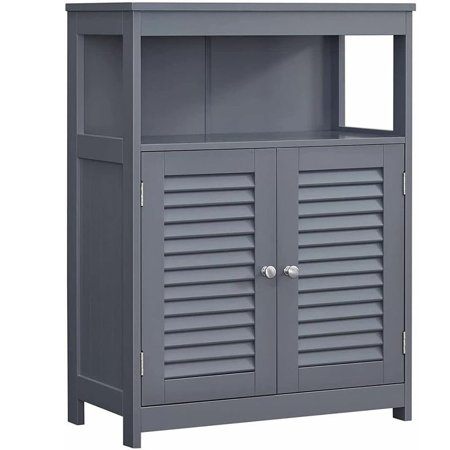 VASAGLE Dulap tip comoda pentru baie, cu rafturi reglabile si 2 usi, 30x60x80 cm, gri