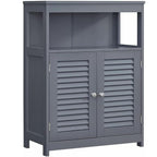 VASAGLE Dulap tip comoda pentru baie, cu rafturi reglabile si 2 usi, 30x60x80 cm, gri