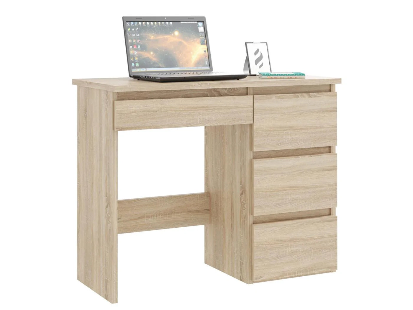 Birou calculator Beta 3 cu 4 sertare, 94x43x75 cm, finisaj sonoma