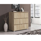 Comoda cu 3 sertare NEO 80, 80x40x80 cm, finisaj stejar mat