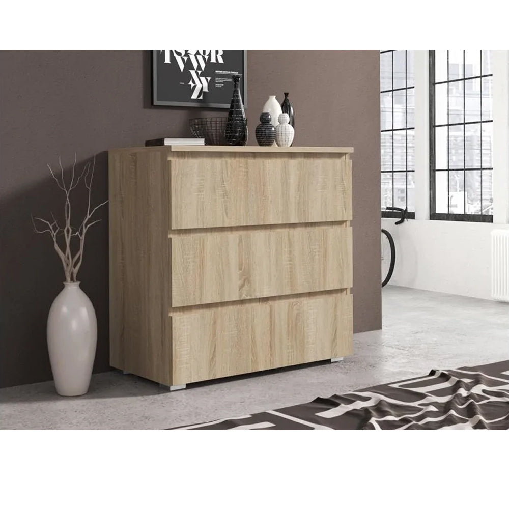 Comoda cu 3 sertare NEO 80, 80x40x80 cm, finisaj stejar mat