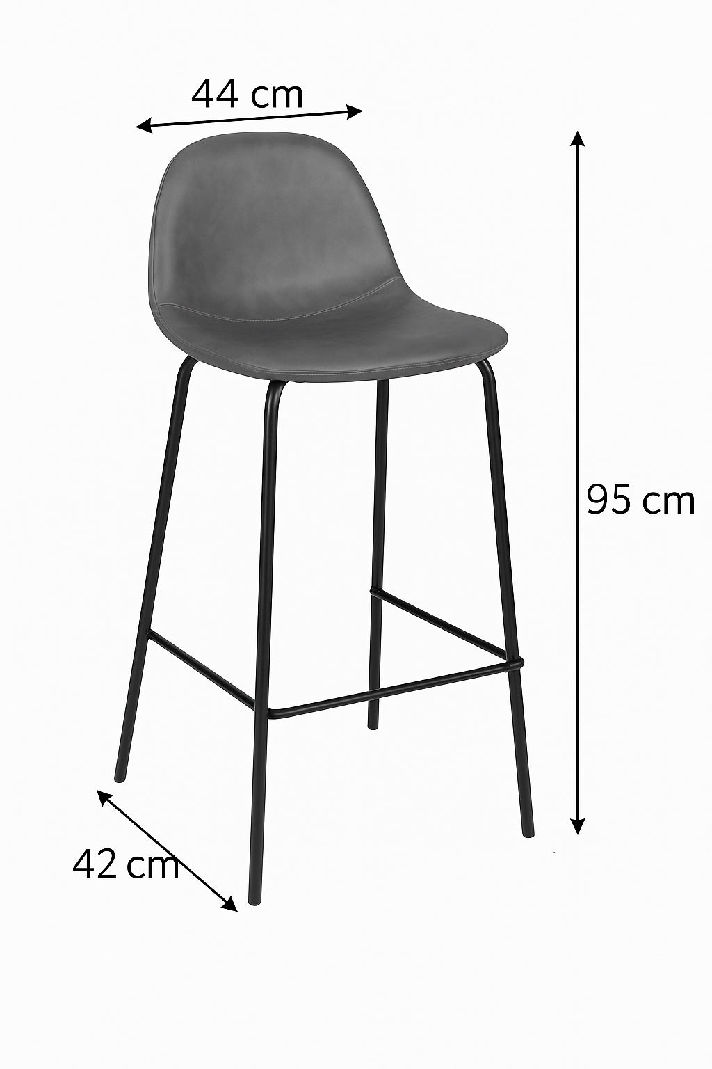 Scaun bar Atmosphera Vladi, cadru metal si lemn, 44x42x95 cm, gri