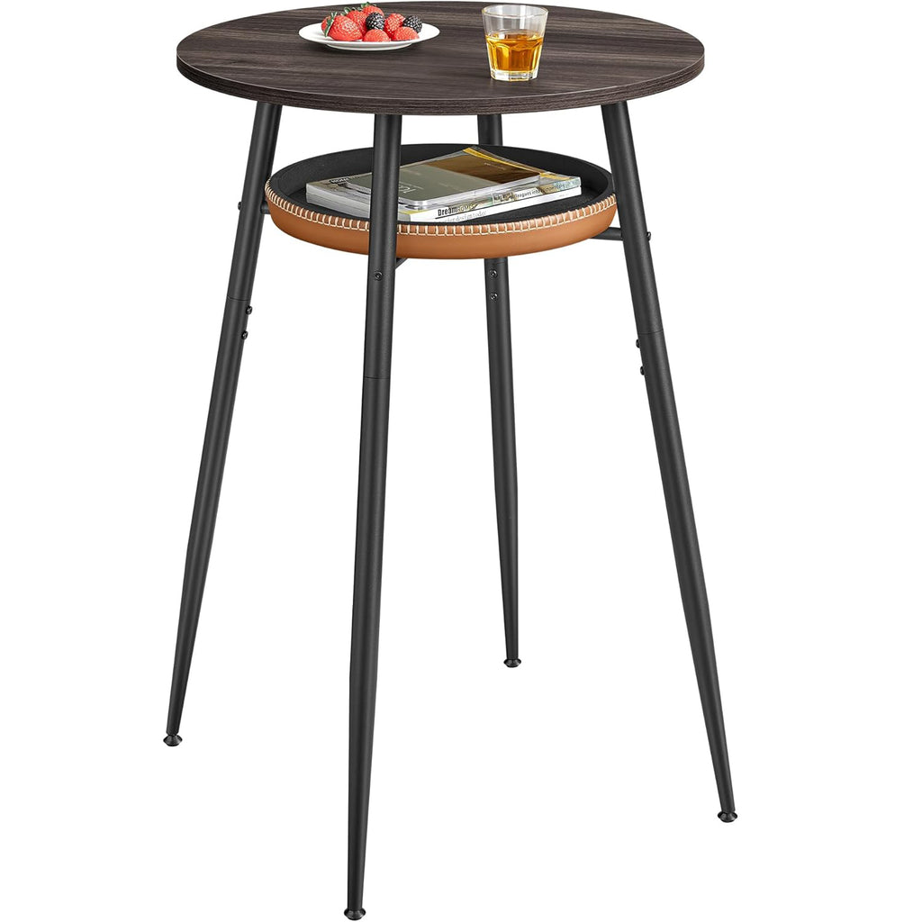 VASAGLE Masa de bar maro, 70x70x91 cm – design elegant cu piele artificiala, blat 60 cm, stabila si usor de asamblat