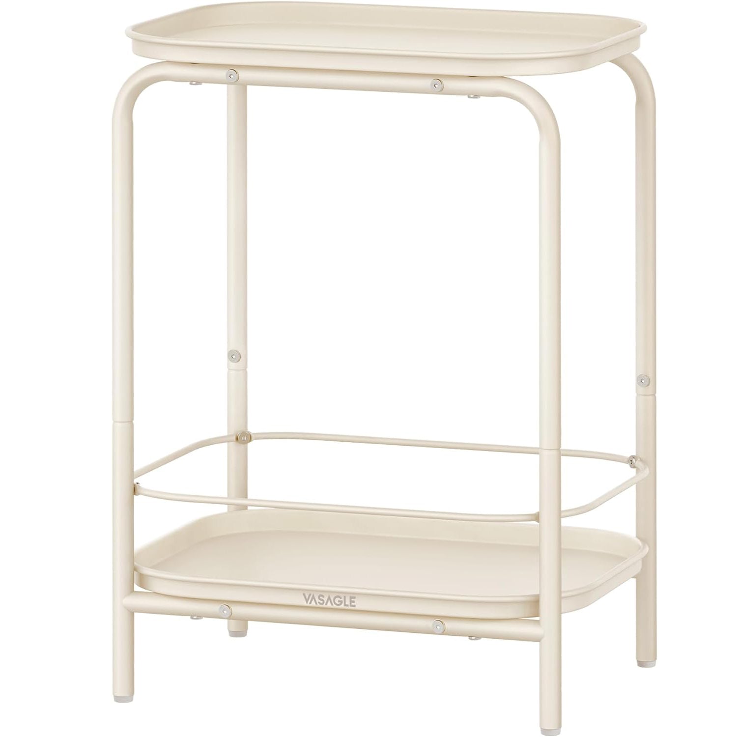 VASAGLE Masuta laterala 40x30x56 cm, cu 2 rafturi, otel rezistent la apa si zgarieturi, crem