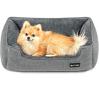 FEANDREA Pat pentru caini, cu margini groase ridicate, antiderapant, husa detasabila, marime M, 70x55x21 cm, gri