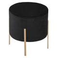 Taburet rotund Atmosphera Ilyan, 34x40 cm, catifea si MDF, negru