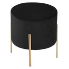 Taburet rotund Atmosphera Ilyan, 34x40 cm, catifea si MDF, negru