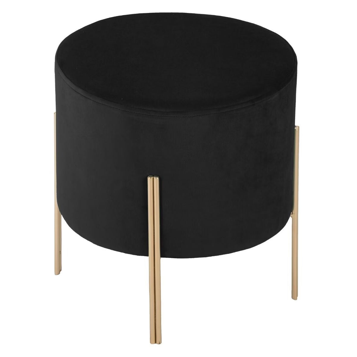 Taburet rotund Atmosphera Ilyan, 34x40 cm, catifea si MDF, negru
