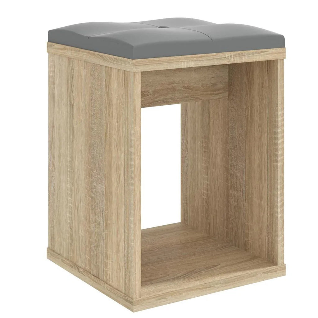 Taburet pentru masuta de toaleta cu sezut confortabil, 30x30x42 cm, stejar