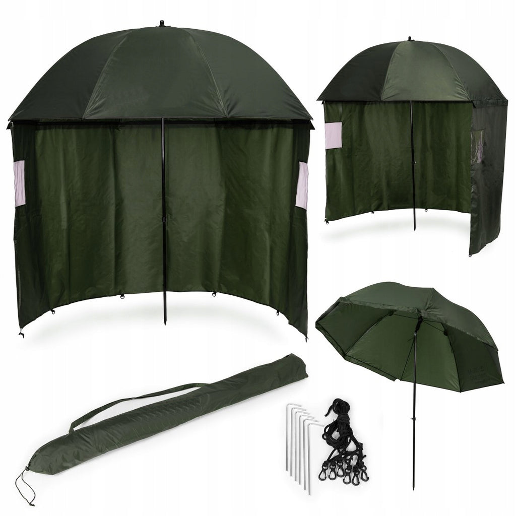Umbrela pescuit 200x220 cm, inchidere completa cu perete detasabil, reglabil, otel si Oxford impermeabil, verde