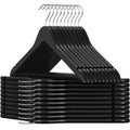 SONGMICS Umerase haine 45x23 cm, set 20 buc, lemn masiv cu bara pentru pantaloni si carlig rotativ, negru