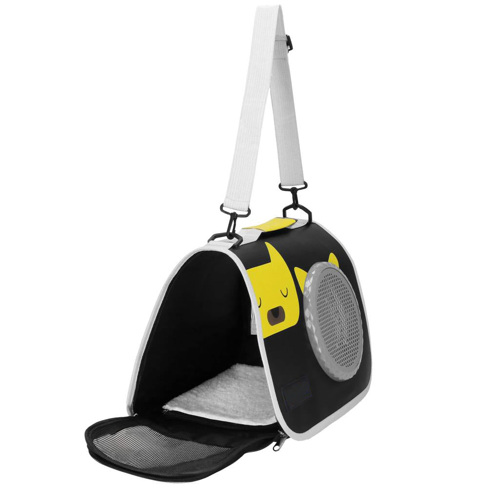 Geanta pentru transport animale mici, pentru caine si pisica, pliabila, 24x40x24 cm, negru