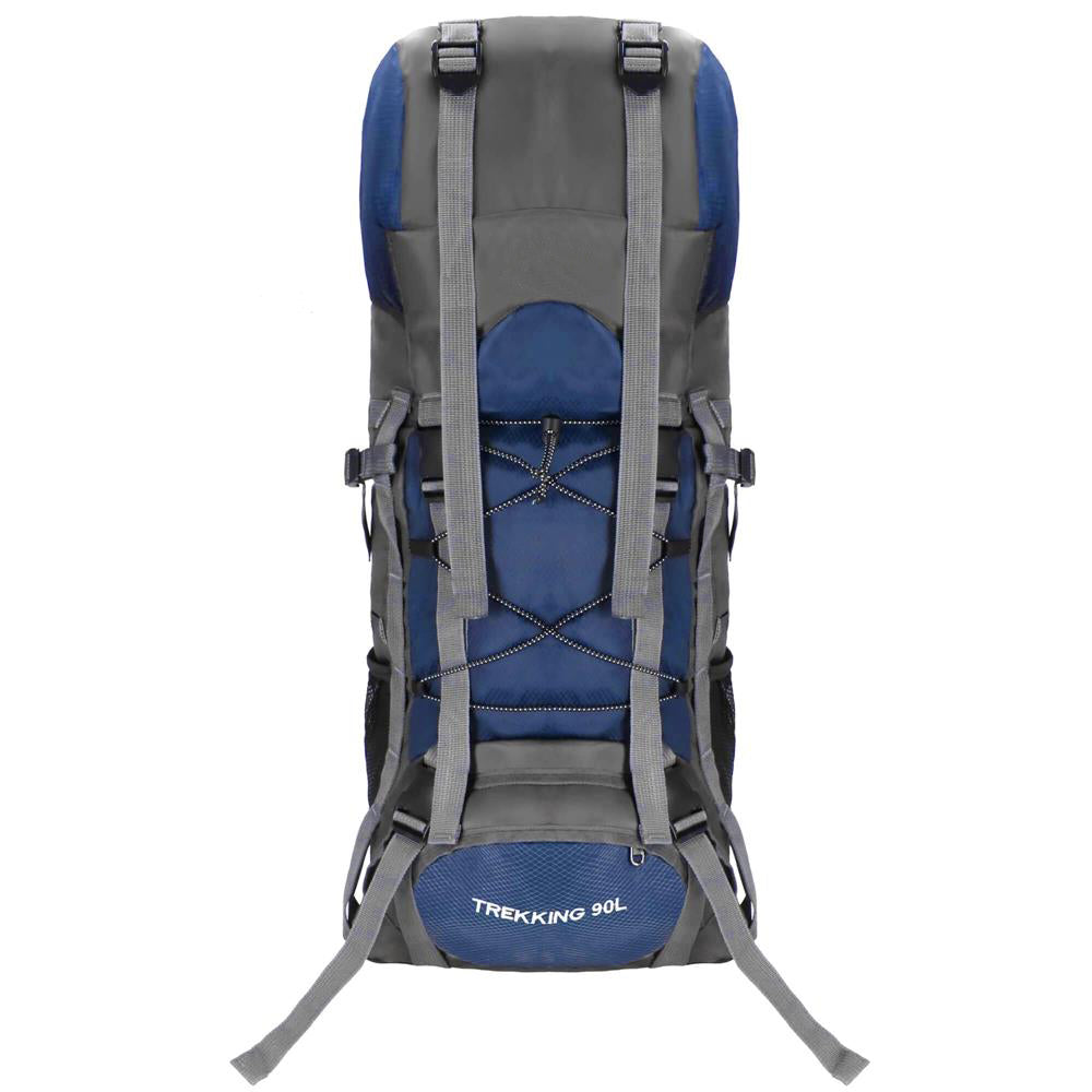 Rucsac tactic militar pentru drumetie, cu husa de ploaie, 90 litri, 25 kg, 74x32x20 cm, gri albastru