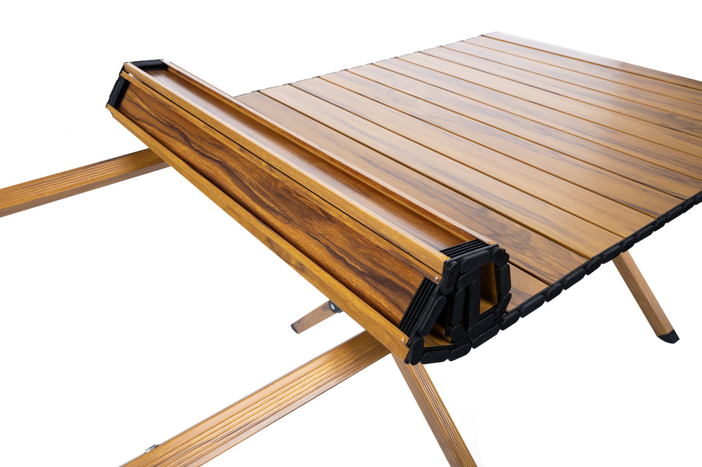 Masa pentru camping cu sistem de pliere rapida, cadru ultra usor din aluminiu, 118x60x45cm, maro