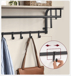 VASAGLE Cuier perete cu polita, bara si 5 carlige, 66x27x30 cm, gri