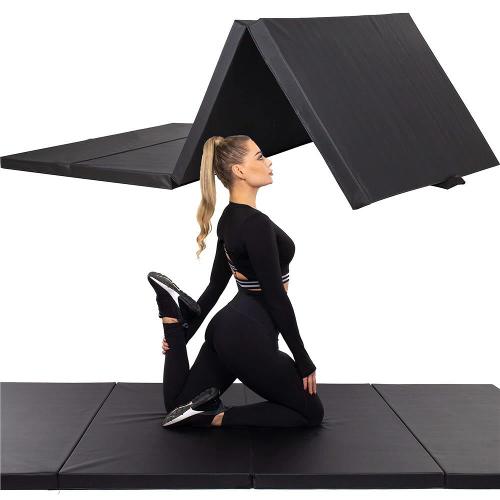 Saltea fitness groasa, dimensiune XXL, pentru antrenamente gimnastica, 240x120x5 cm, negru