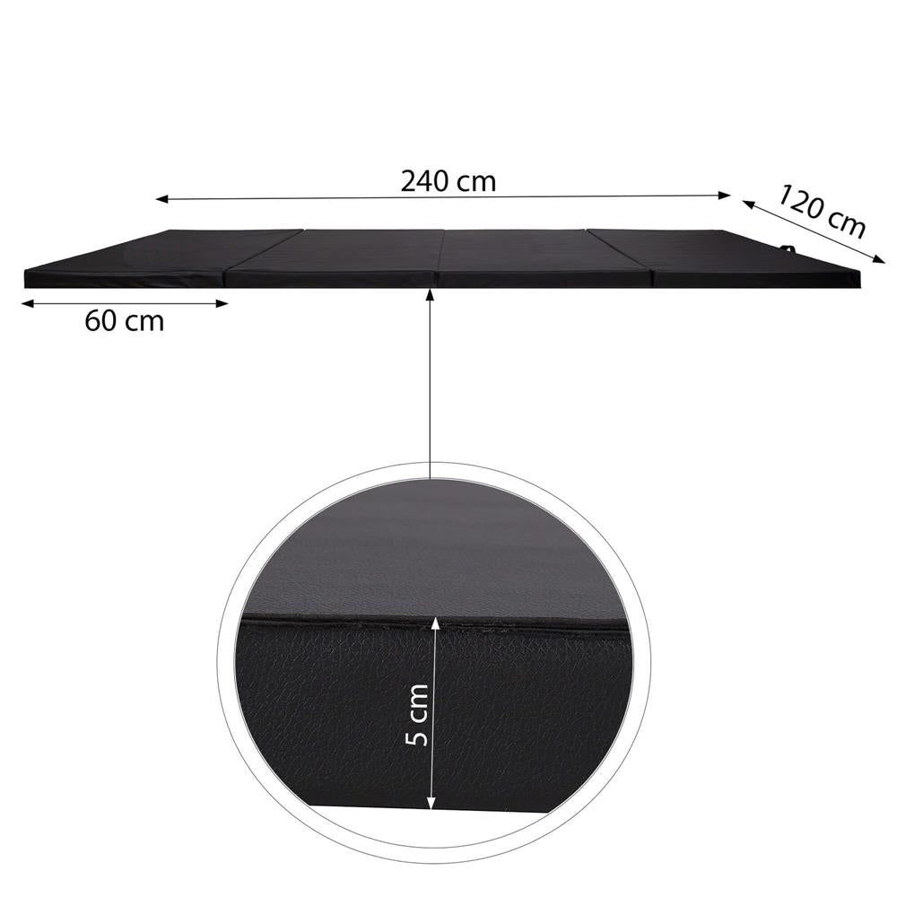 Saltea fitness groasa, dimensiune XXL, pentru antrenamente gimnastica, 240x120x5 cm, negru