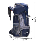 Rucsac tactic militar pentru drumetie, cu husa de ploaie, 60 litri, 25 kg, 70x40x24 cm, gri albastru