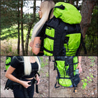 Rucsac tactic militar pentru drumetie, cu husa de ploaie, 90 litri, 25 kg, 85x38x26 cm, verde negru