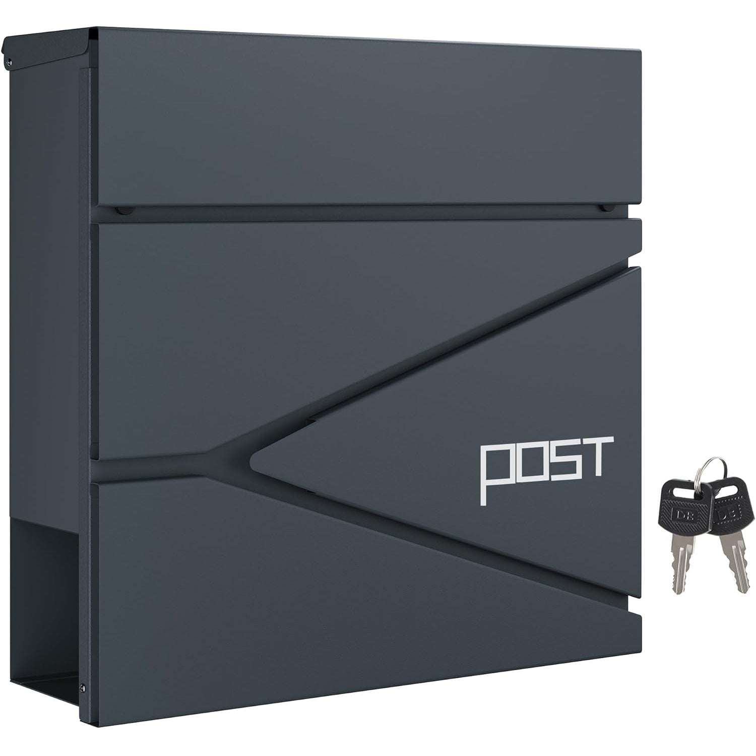 SONGMICS Cutie postala de exterior, pentru gard sau perete, din otel, cu incuietoare, 37x11x37cm, gri antracit