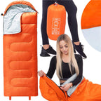 Sac de dormit tip mumie, cu geanta de transport, 175x73cm, 8-20grade, portocaliu