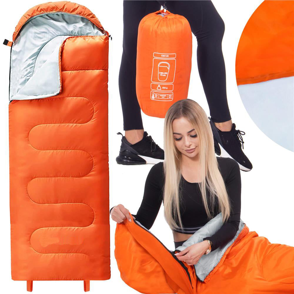 Sac de dormit tip mumie, cu geanta de transport, 175x73cm, 8-20grade, portocaliu