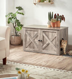 FEANDREA Cusca pentru pisici tip comoda, cu usi si perete despartitor, 80x53x50cm, gri