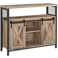 VASAGLE Comoda pentru living sau bucatarie, cu 2 usi glisante, rafturi reglabile, stil rustic, 33x100x80 cm, maro