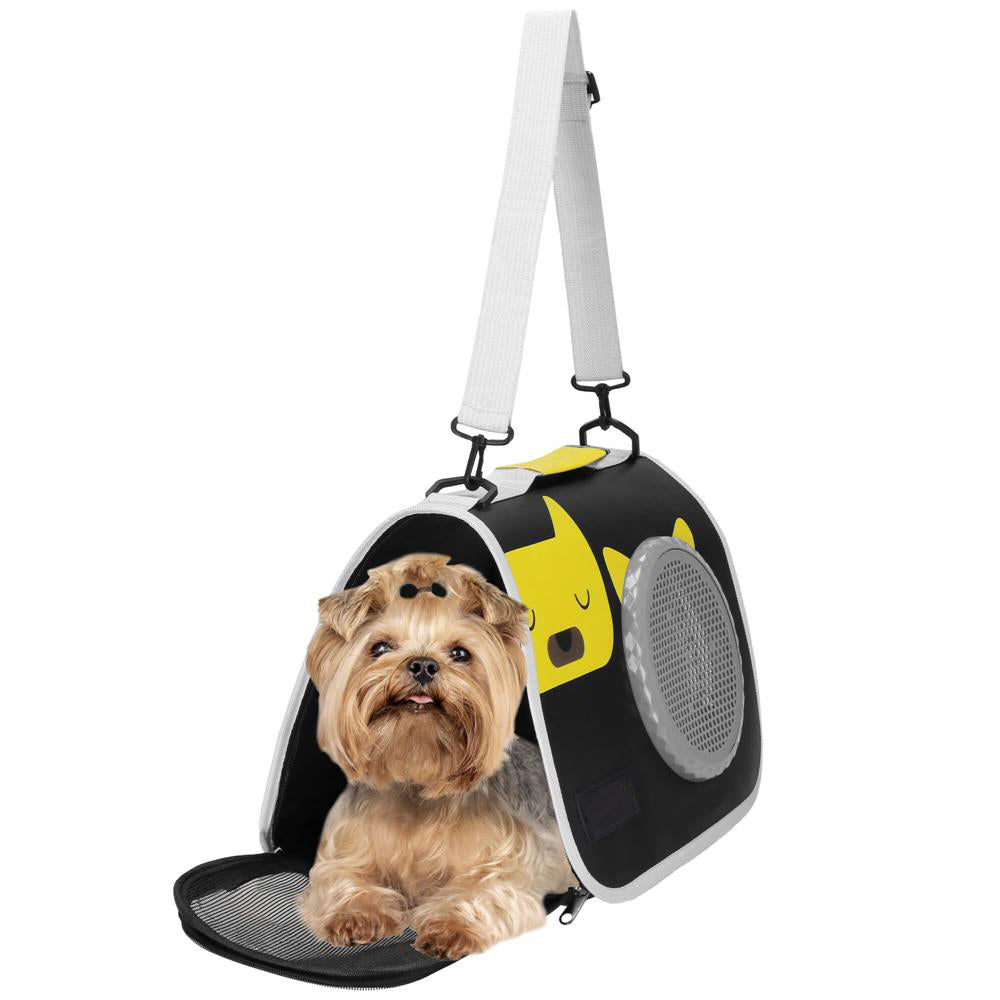 Geanta pentru transport animale mici, pentru caine si pisica, pliabila, 24x40x24 cm, negru