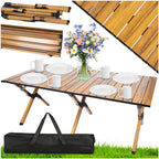 Masa pentru camping cu sistem de pliere rapida, cadru ultra usor din aluminiu, 118x60x45cm, maro