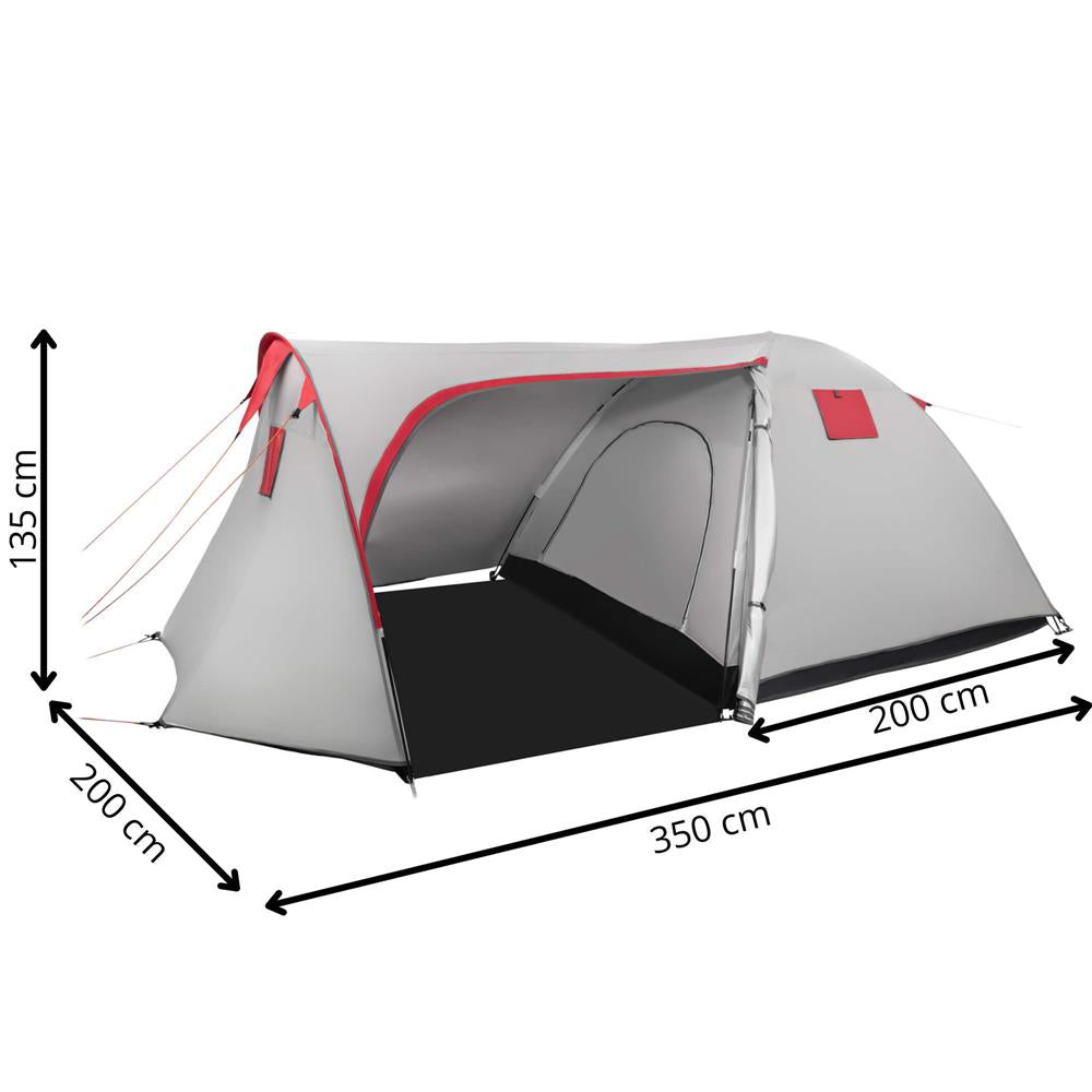 Cort plaja sau camping, impemeabil, cu terasa, 4 locuri, 200x350x135cm, gri