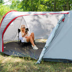 Cort plaja sau camping, impemeabil, cu terasa, 4 locuri, 200x350x135cm, gri